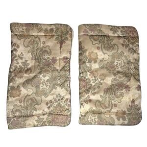 Croscill Home Damask 2 King Floral Pillow Shams Beige Pink Green Rope Trim 25x32